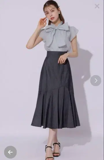 SWINGLE 절개 데님 머메이드 스커트 블랙 F