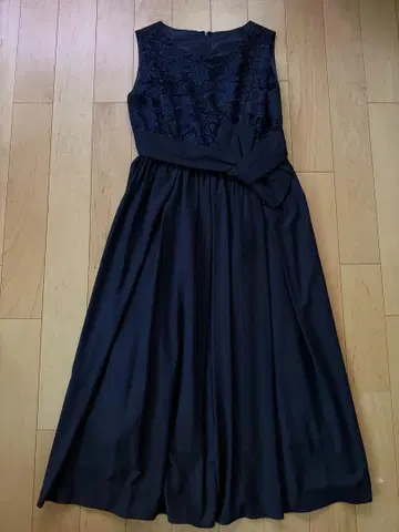 RUIRUE BOUTIQUE 블랙 레이스 리본 롱 드레스 L