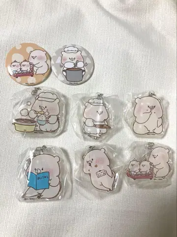 미사용 새상품 토모다치와 곰 식당 아크릴 홀더 캔 배지 세트