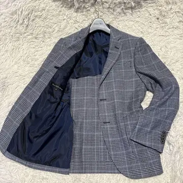 [ 새상품급 ] 그린 레이블 리렉싱 린넨 혼방 체크 무늬 테일러드 자켓