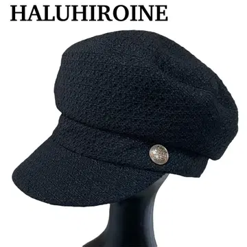 새상품급 HALUHIROINE 히로인 트위드 헌팅 캡 모자 블랙
