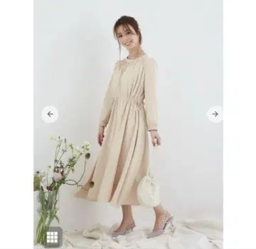 코히나 cohina 사이드 리본 개더 플레어 원피스