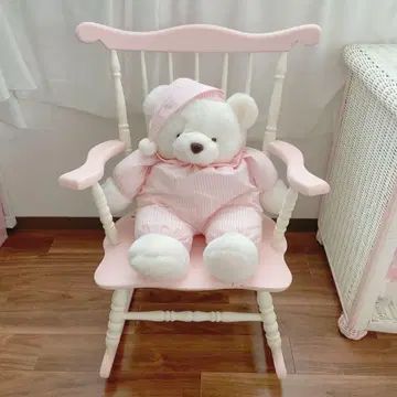 vintage 스트라이프 파자마의 big 곰 봉제 인형