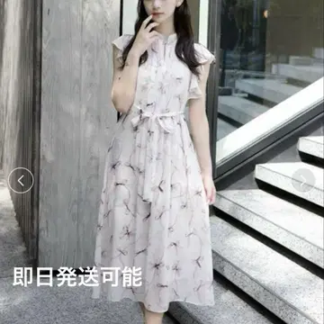 snidel 프릴 슬리브 리본 프린트 원피스 0