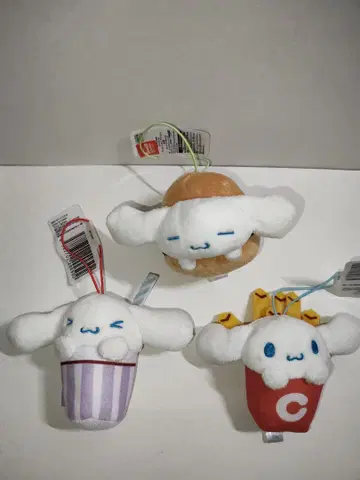 산리오 시나모롤 시나몬 버거샵 마스코트 3종 컴플리트