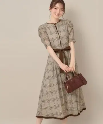 시어 체크 오간 원피스