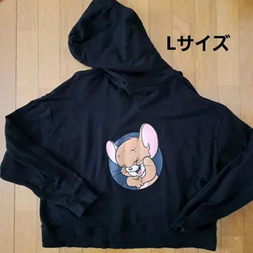 그라니프 톰과 제리 블랙 집업 후드티 L 백 프린트