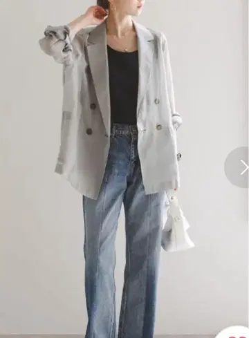 NOBLE 그레이 더블 버튼 테일러드 자켓