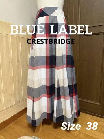 새상품급 BLUE LABEL 체크 무늬 롱 플레어 스커트