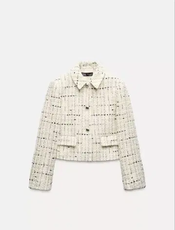 ZARA 자라 화이트 트위드 자켓 숏 기장 xs 2024년 구매