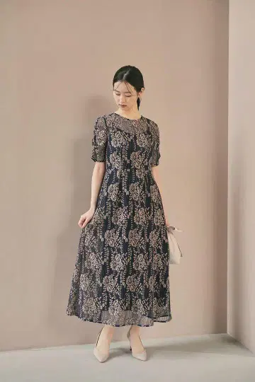 kaene 배색 레이스 에이프런 원피스