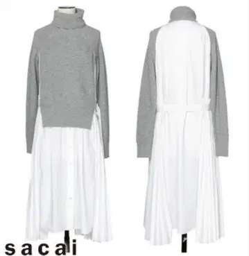 sacai* 울 니트 x 코튼 롱 원피스