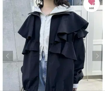 [더블 지퍼] Kastane 프릴 나일론 블루종