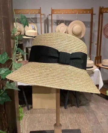 다나카 모자점 앙느 베이지 밀짚모자 리본 포함