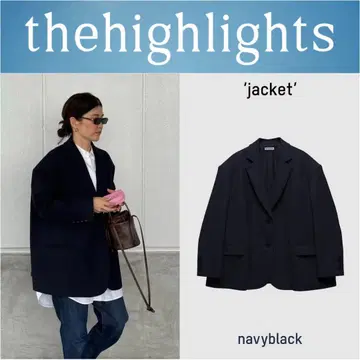 미사용 새상품 the highlights 블랙 네이비 테일러드 자켓