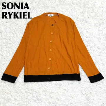 SONIA RYKIEL 모 실크 혼방 얇은 소재 가디건 44 오렌지
