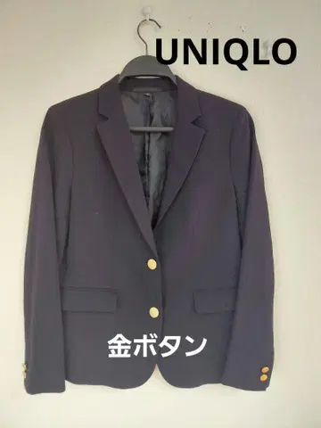 유니클로 테일러드 자켓 네이비 블레이저 골드 버튼 파이핑 M