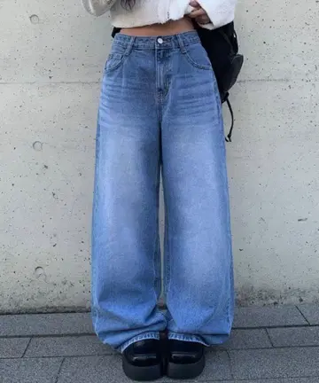 anyonemore 워싱 와이드 데님 팬츠 페이지 보이 후즈후