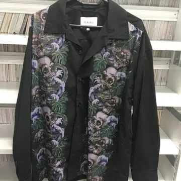 MSML 오픈 카라 셔츠 스컬 뱀 긴팔 M 블랙