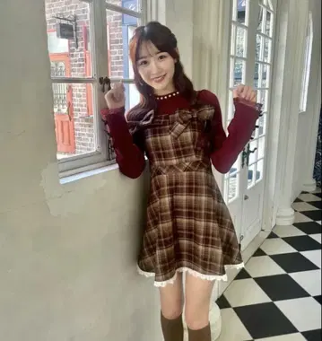 evelyn 소매 리본 리브 니트 핑크