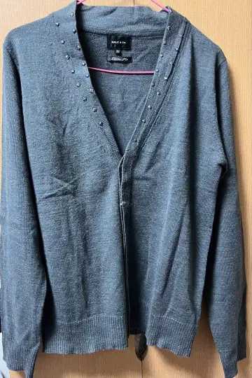 MALE & CO. 스터드 장식 슬림핏 가디건 M 그레이