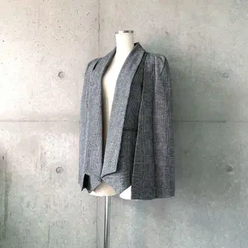 택 포함 새상품 글렌체크 슬릿 슬리브 케이프 자켓 M