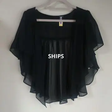 SHIPS 쉬폰 플레어 슬리브 가디건 블랙