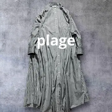 플라주 새상품급 헨리넥 프론트 오픈 루즈핏 코튼 롱 셔츠 원피스
