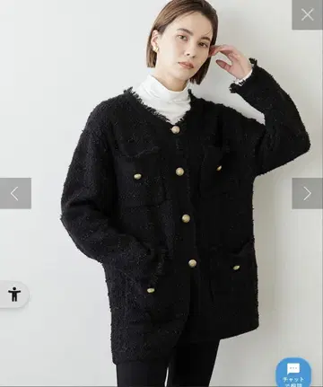 Whim Gazette 트위드 니트 자켓 블랙