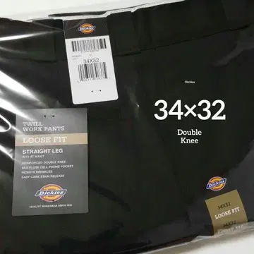 34 x 32 [ 새상품 미사용 ] 디키즈 더블니 85283 BLACK