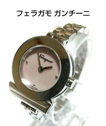 페라가모 간치니 핑크쉘 다이얼 여성용 손목시계