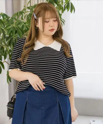 CLETTE 오리지널 배색 옷깃 보더 니트 쿠레트