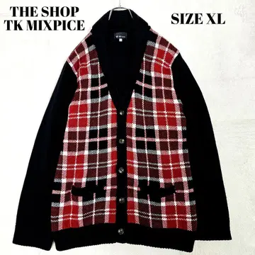 더 샵 티케이 가디건 마드라스 체크 숄카라 XL