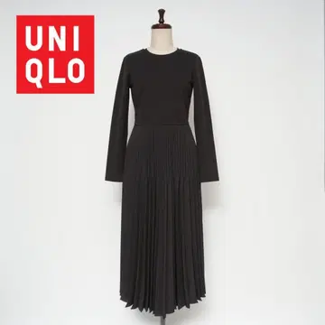 새상품급 UNIQLO 콤비네이션 원피스 플리츠 블랙 사이즈 S*CD866
