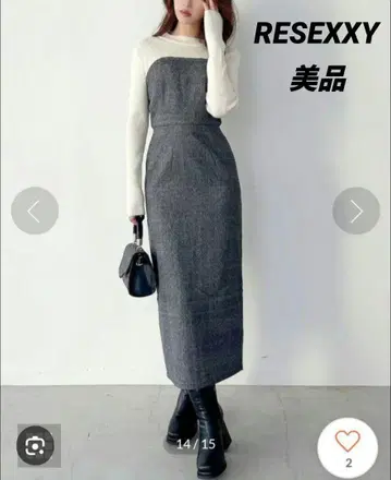 새상품급 리젝시 도킹 니트 원피스 긴팔 체크 무늬 롱