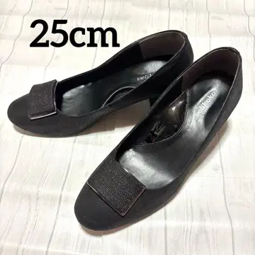 velikoko 와이드 힐 펌프스 라운드토 블랙 25cm