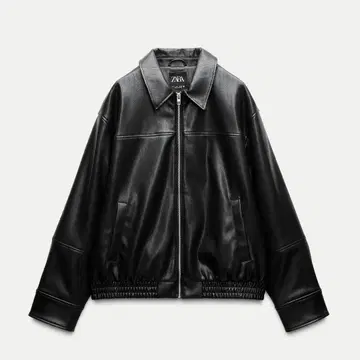 ZARA 인조 가죽 봄버 자켓 S 블랙 가죽 자켓 블랙