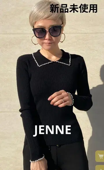 JENNE 블랙 펄 니트 스웨터