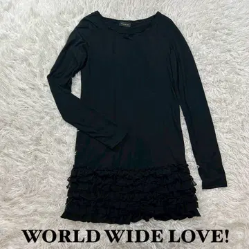 WORLD WIDE LOVE! 블랙 프릴 긴팔 튜닉