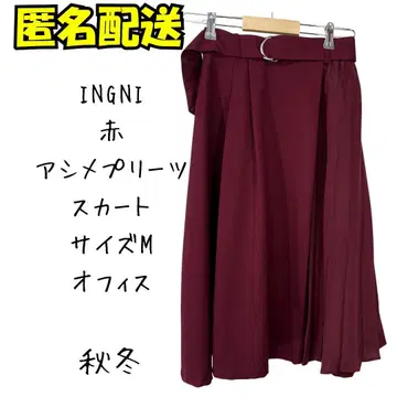 INGNI 빨간색 비대칭 플리츠 스커트 M 사이즈 오피스