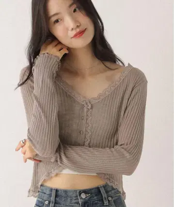 Heather 시어 레이스 가디건