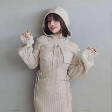 [ 새상품급 ] andmary 허그 니트 리본 가디건&원피스 아이보리