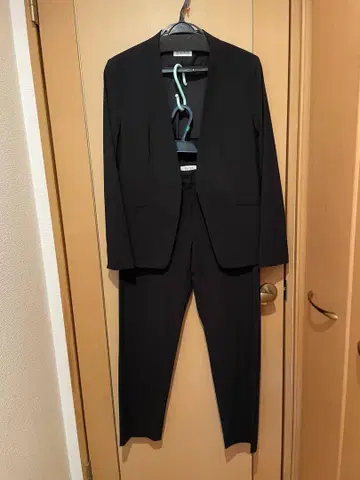 PLST 노카라 자켓 수트 셋업 블랙