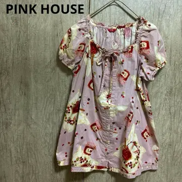 PINK HOUSE / 핑크하우스 잼 패턴 스모크 블라우스 튜닉