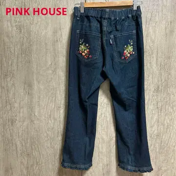 PINK HOUSE / 핑크하우스 크롭 데님 팬츠 딸기 자수