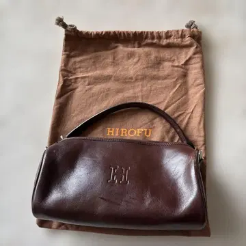 HIROFU 브라운 가죽 핸드백