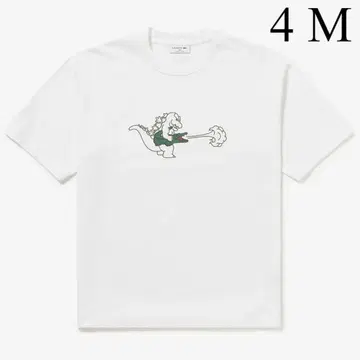 라코스테 x 고질라 T셔츠 화이트 4 M LACOSTE GODZILLA