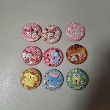 Sanrio 산리오 자수 캔뱃지 9개 세트