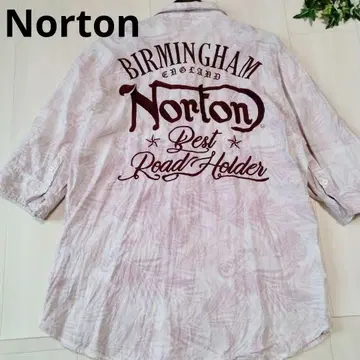 Norton 린넨 셔츠 자수 린넨 보태니컬 무늬 2XL 핑크