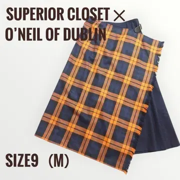 플랑드르 x NEIL 체크 랩 롱 스커트